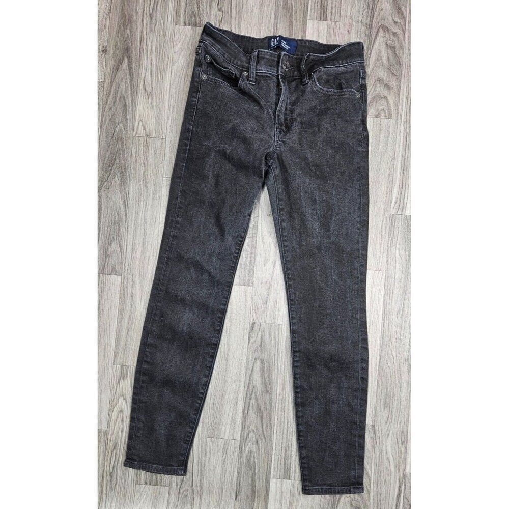 Gap Womens Size 2 / 26 R‎ Universal Skinny Black Grey Denim Jeans Leggings